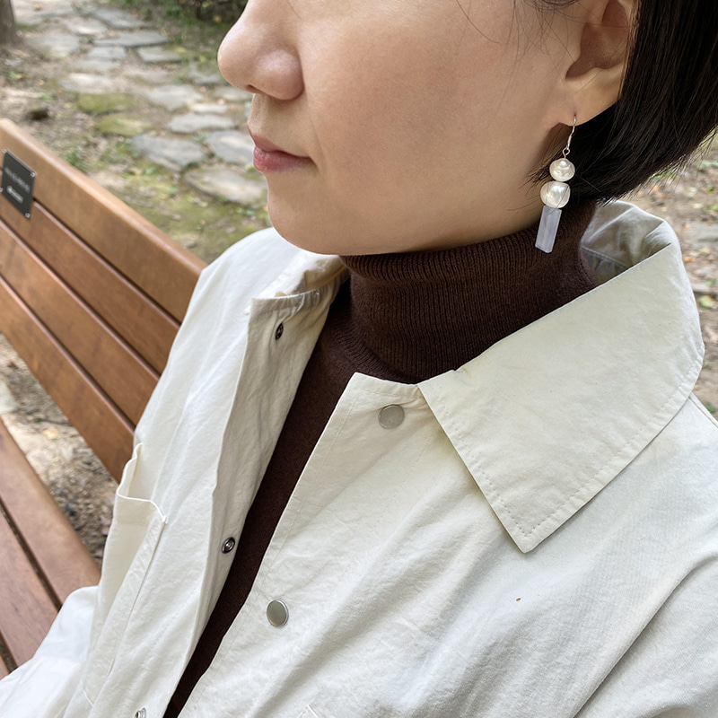 pearl &amp; stick stone earrings