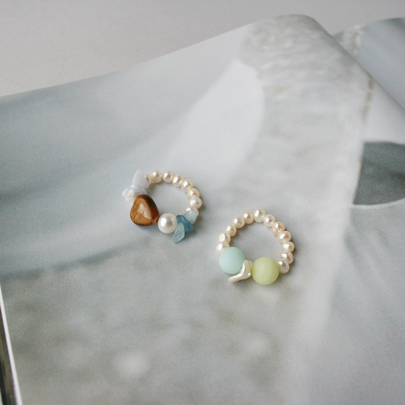[set] stone &amp; pearl rings