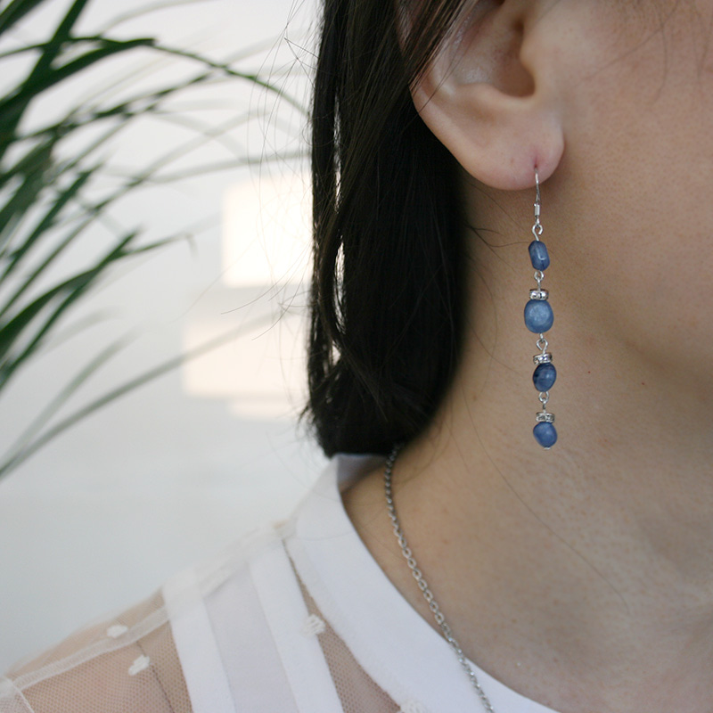 [ 여름,수국 ] odd pair blue earrings