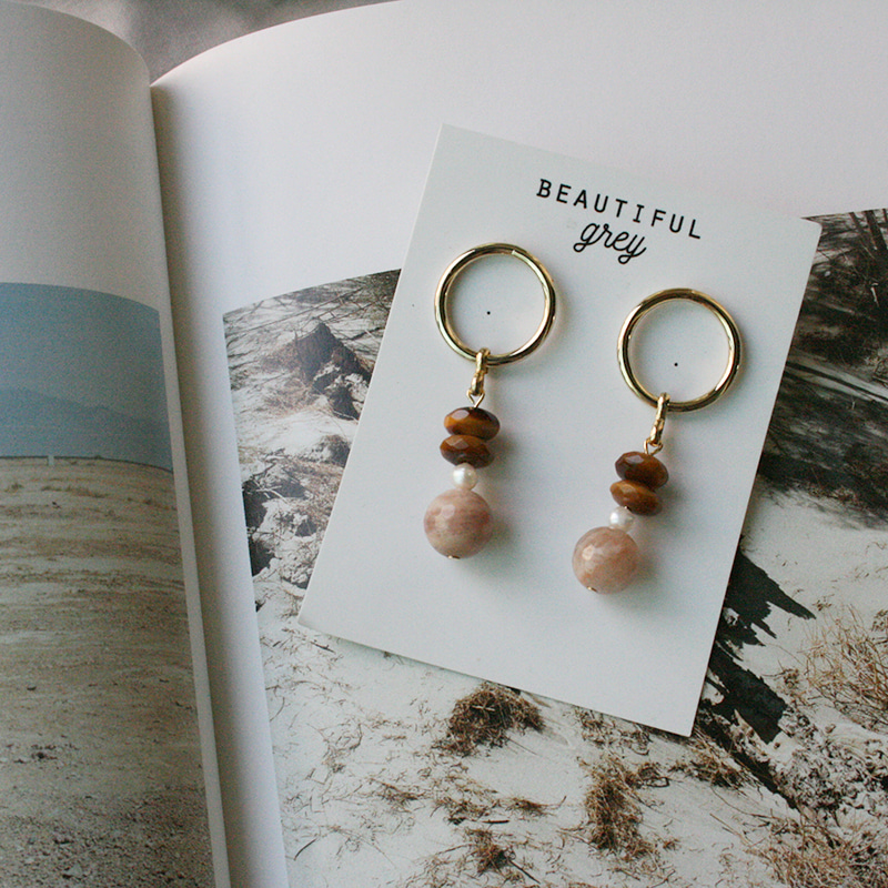 [sunny at the beach] pink &amp; brown earrings
