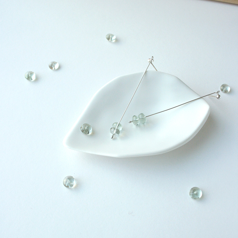 A green drop silver earrings
