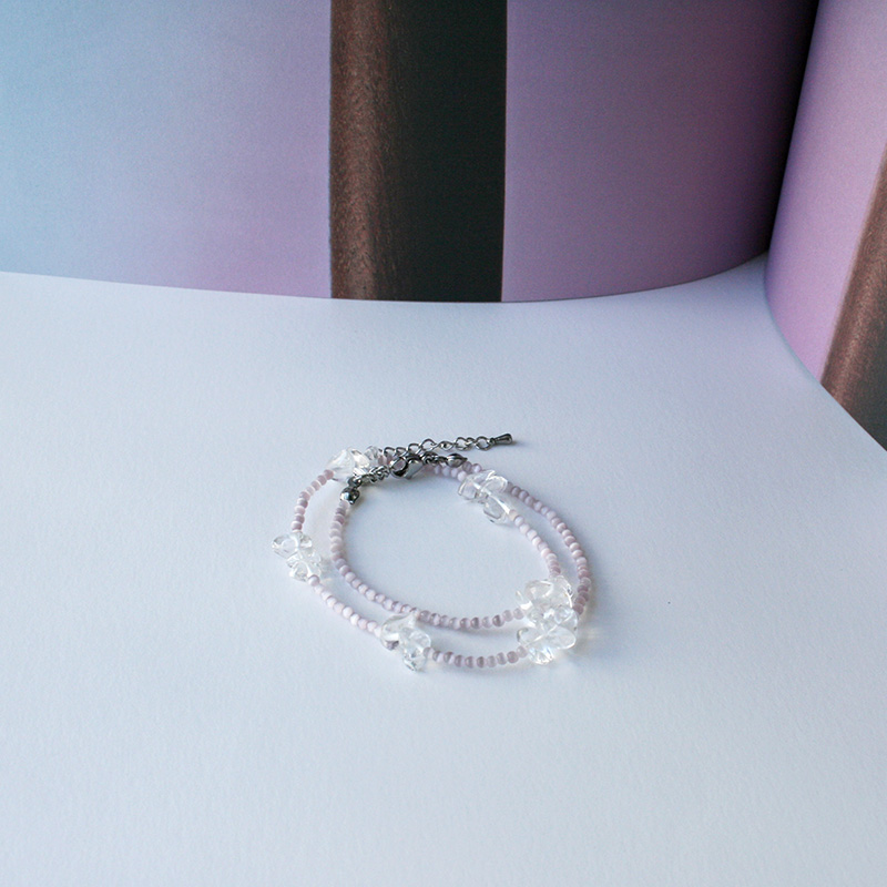 lilac &amp; clear stone bracelet