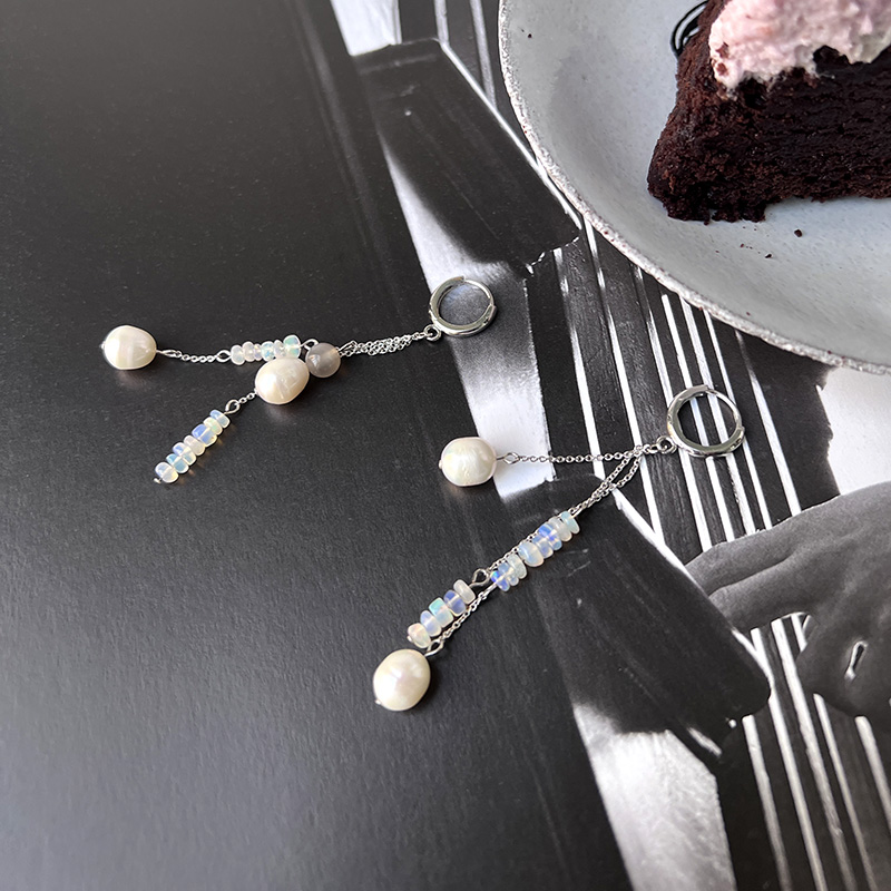opal &amp; pearl drop earrings